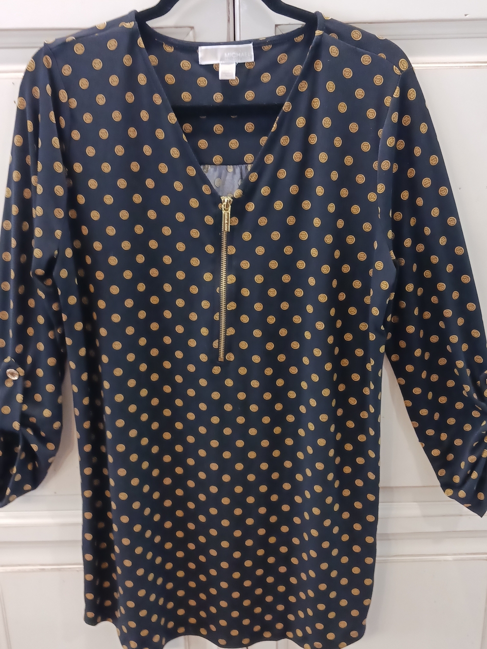 Michael Kors Black Dress with Yellow Dot Print.